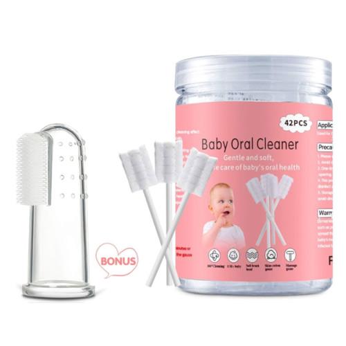 Baby Tongue Cleaner, Baby Toothbrush, 42Pcs Disposable Infant Toothbrush Clean Baby Mouth,Gauze Gum Cleaner Toothbrush Baby Oral Cleaning Stick Dental Care for 0-36 Month Baby+Free 1 Finger Toothbrush