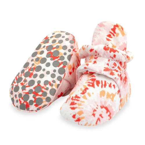 Tie Dye Organic Cotton Gripper Baby Bootie-Coral – Zutano