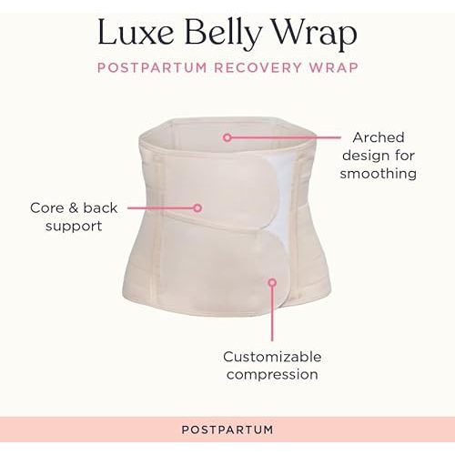 Belly Bandit Luxe Postpartum Belly Wrap - Post Pregnancy Belly Band with Five Levels of Targeted Compression for the Perfect Cinch - Postpartum Essentials, Nude, Small