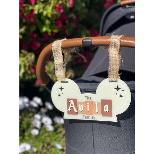 Mouse Ears Stroller Tag | Park Stroller Tag | Acrylic Stroller Tag | Theme Park Stroller Tag | Personalized Name Sign | Stroller Spotter
