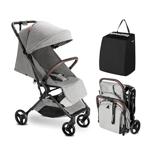 MAMAZING Ultra Air Lightweight Baby Travel Stroller with Carbon Fiber Frame, Compact & Airplane-Friendly, One-Handed Fold, 11.6 lbs, Perfect for Toddlers, Grey
