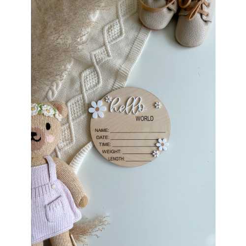 Daisy Hello World Baby Birth Announcement| Hello World Name announcement| Hospital Name sign| Birth Star sign| I’m New Here