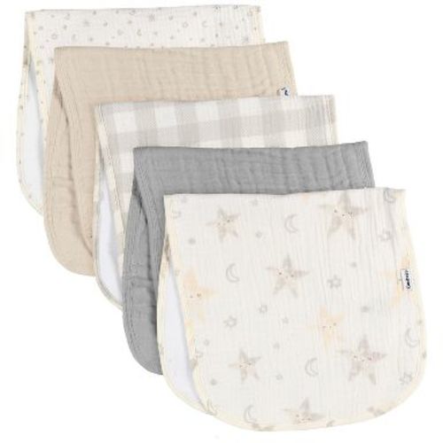 Gerber Baby Girls' Muslin Burp Cloths, 5-Pack, Multi Stars