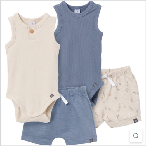 4-Piece Baby Boys Tan & Blue Bodysuits and Shorts Set – Gerber Childrenswear