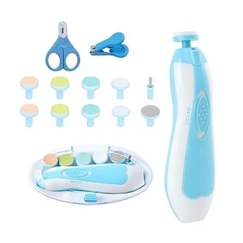 Baby Nail Trimmer File with Light Safe Electric Nail Clippers Kit for Newborn Infant Toddler Kids Toes and Fingernails Care, Polish and Trim Battery Operated (AA)