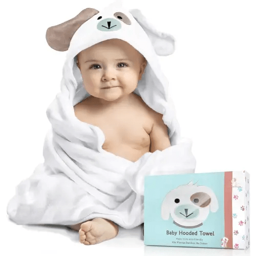 Premium Baby Hooded Towel Viscose Made of Bamboo, Super Absorbent, Design Girl and Boy. Ultra Soft, White, X-Large, 35 x 35 inches.