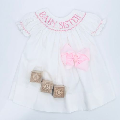 Baby Sister Smocked Dress - Coordinating Big Brother & Big Sister outfits, Gender reveal, Home from Hospital outfit, Baby girl, heirloom
