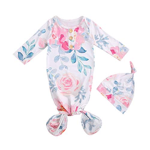 Infant Newborn Baby Girls Floral Sleep Gown Headband Sleepwear Romper Sleeping Bags Outfits