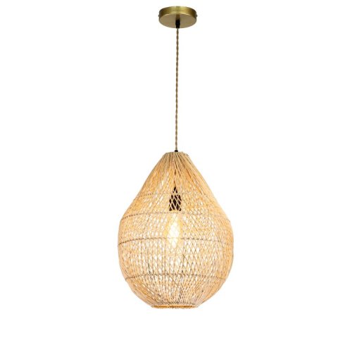 Bayou Breeze 1-Light Natural Rattan Pendant Light in Brass Handmade Shade Modern Coastal Hanging Light & Reviews | Wayfair