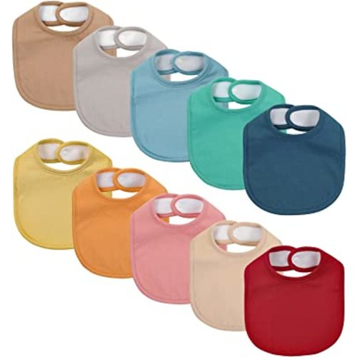Baby Snap Bibs for Boys Girls,10 Pack Bandana Drool Bibs with Snap,Organic Cotton Snap Closure Bibs for Newborn