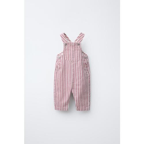 STRIPED TWILL OVERALLS - Pink | ZARA United States