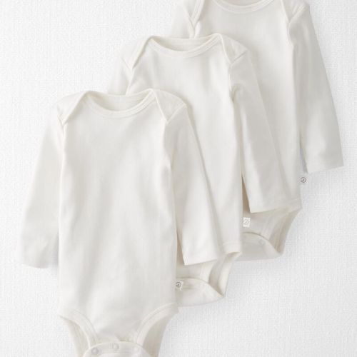 White Baby 3-Pack Organic Cotton Bodysuits | Carter’s Oshkosh Canada