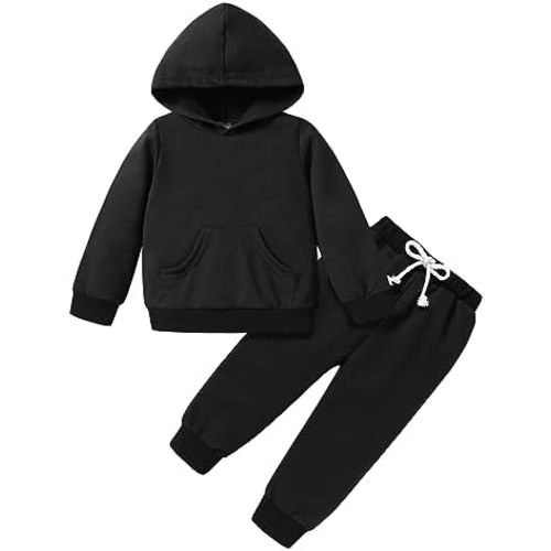 Happy Town Toddler Fall Outfits for Girl Boy Long Sleeve Hoodie Top and Long Sweatpants Set Toddler Sweatsuit