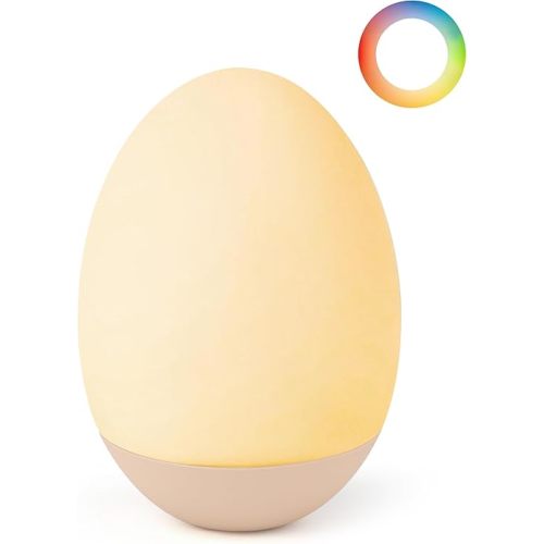 Egg Baby Night Light for Nursery & Breastfeeding – Portable Touch Light with 7 RGB Colors, Stepless Dimming, Rechargeable, BPA-Free Soft Silicone, Compact Lamp for Kids & Newborns