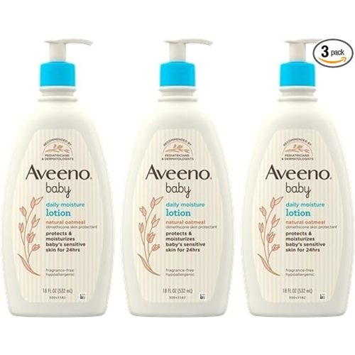 AVEENO BABY Daily Moisture Lotion with Colloidal Oatmeal & Dimethicone, 3 X 18 Fl. Oz, 54.0 Fl Oz (Pack of 3)