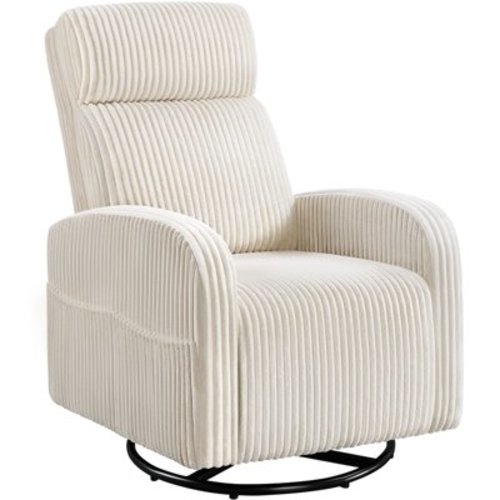 Yaheetech Corduroy Swivel Nursery Glider Chair for Living Room, Beige