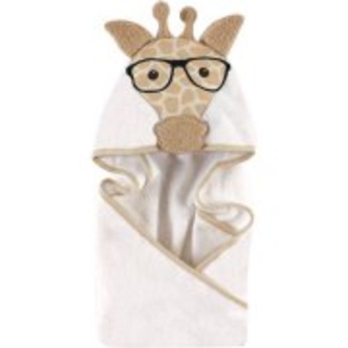 Hudson Baby Woven Terry Animal Hooded Towel, Nerdy Giraffe