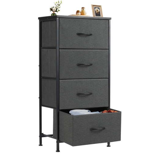 Gianna 4 Drawer Fabric Dressers Cabinet, Ideal for Living Room & Bedroom Storage, Grey-1
