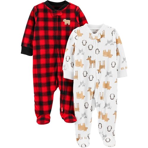 Simple Joys by Carter's Baby Holiday Fleece Footed Sleep and Play, Pack of 2