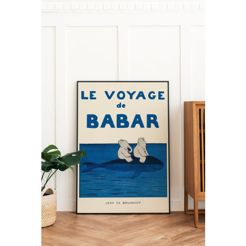 Babar the elephant wall art nursery decor kids gift retro wall art illustration print nursery decor quote wall art neutral gender baby gift