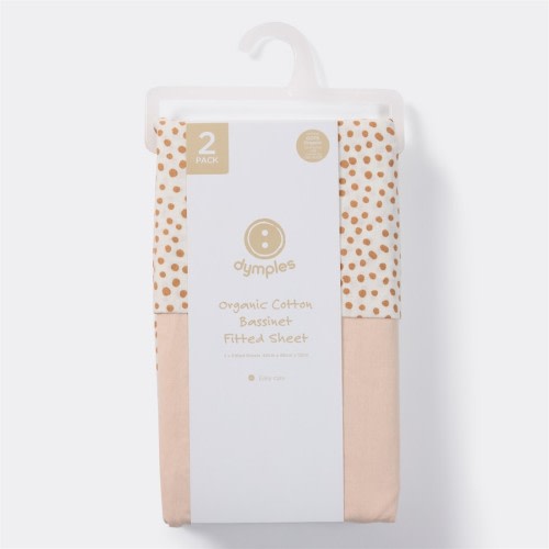 Dymples Fitted Bassinet Sheet 2 Pack - Natural