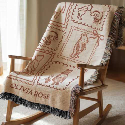 Personalized Winnie-the-Pooh Baby Blanket, Custom Name Throw, 1926 E.H. Shepard Illustration, Pooh & Piglet, Classic Storybook Gift, Toddler