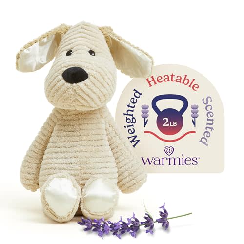 warmies Microwavable & Weighted Stuffed Animals, Puppy - Heated Stuffed Animal Plushie for Warmth & Comfort - Cute Soft Plush Toys for Adults & Children (Boys, Girls, Babies & Toddlers)
