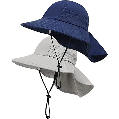 Toddler Baby Sun Hat Kids Summer UPF 50+ for Boys Girls Adjustable Beach Hats with Bucket Wide Brim Age 1-7 Years