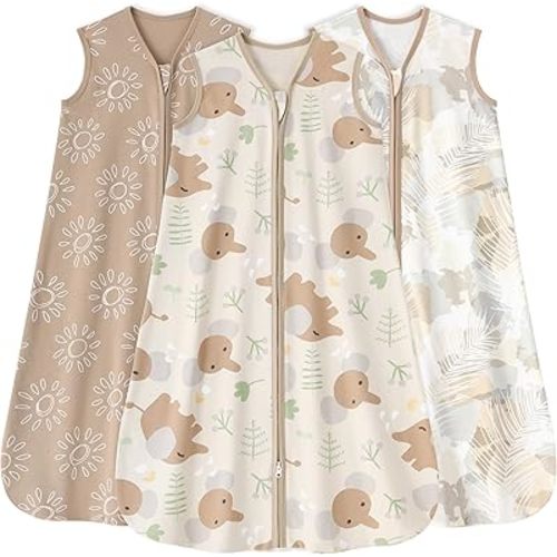 Baby Sleep Sack 6-12 Months 0.5 Tog Sleeping Sack for Babies 3 Pack 100% Cotton Wearable Blanket Baby Lightweight 2-Way Zipper Infant Sleep Sacks