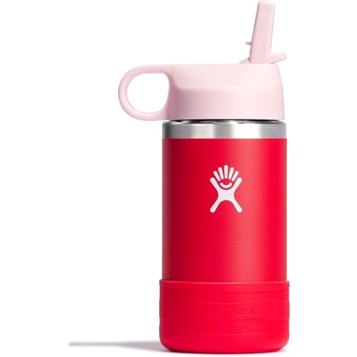 HYDRO FLASK Kids Water Bottle Jr. Stainless Steel Insulated With Straw Cap for Water, Milk, Juice, School, Camp, Sport, Play and Lunch, Easy to Clean, Leak-Resistant