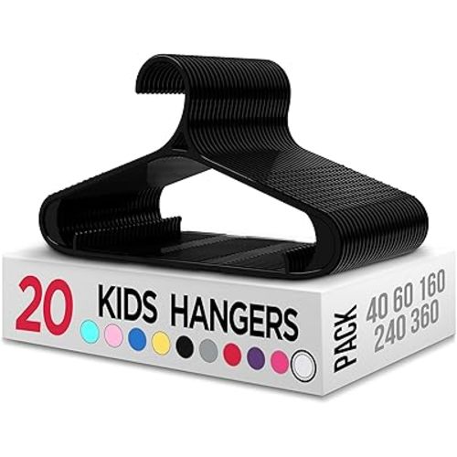 Utopia Home Kids Hangers - 11 Inch Plastic Baby Hangers for Closet - Infant or Childrens Hangers for Clothes 20 Pack (Black)