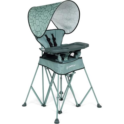 Baby Delight Go with Me Uplift Deluxe Portable High Chair | Travel High Chair | Sun Canopy | Indoor and Outdoor | Green Garden