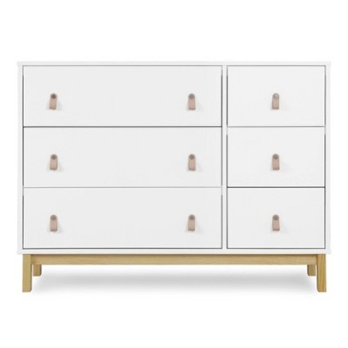 babyGap by Delta Children Legacy 6 Drawer Dresser with Leather Pulls and Interlocking Drawers, Color: Bianca White/Natural