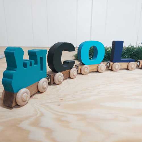 Letter train name puzzle for kids. Personalized train for boys. Child's personalized train birthday gift. Girls wooden train Christmas gift