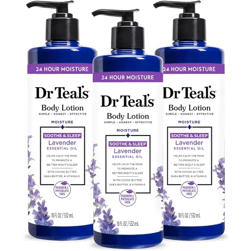 Dr Teal's Body Lotion, Lavender Essential Oil, 18 fl oz (Pack of 3)