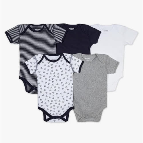 Burt's Bees Baby Unisex Organic Cotton Short and Long Sleeve Bodysuits, 5-Pack