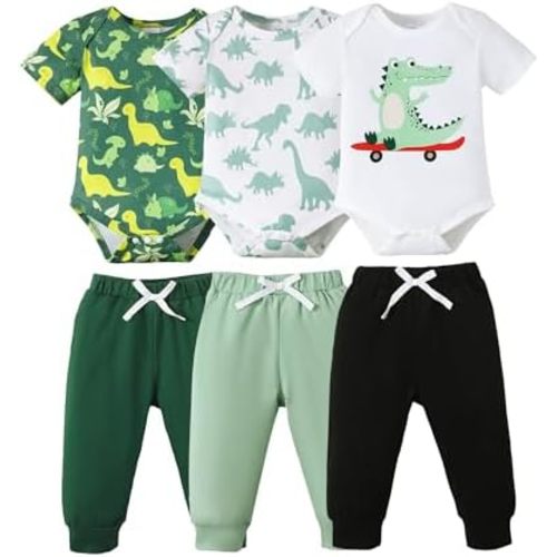 NZRVAWS Newborn Baby Boy Clothes Infant Boy Outfits Romper Pants 6 Pcs Clothing Set 0 3 6 9 12 Months