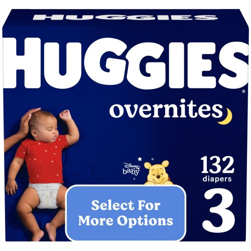 Huggies Overnites Nighttime Diapers, Size 3 (16-28 lbs), 132 Ct (Select for More)
