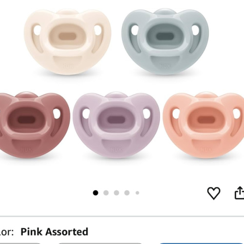 NUK 100% Silicone Comfy Orthodontic Pacifiers, 0-6 Months, Pink Fashion, Timeless Collection, 5 Count