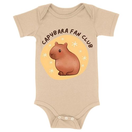 Capybara Fan Club Baby Onesie - Kid Apparel - Capybara Inspired Gift - Heather Dust, 3-6 Months