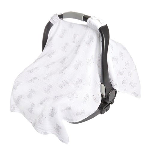 essentials cotton muslin car seat canopy - safari babes