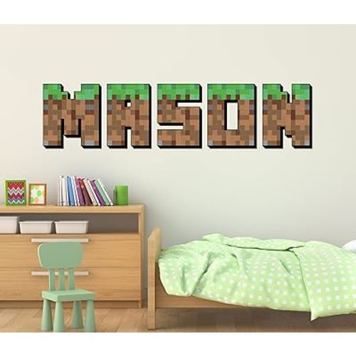 Personalized Gamer Name Decal - Gaming Inspired Video Game Decor for Kids Art Vinyl Mural Playroom Sticker
