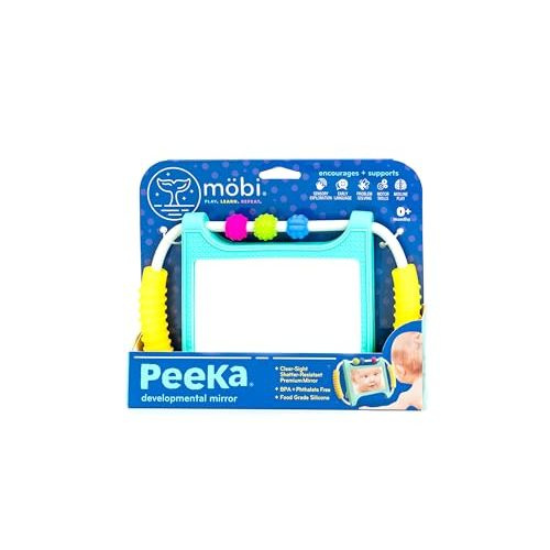 Mobi Peeka Activity Toy - Tummy Time Baby Mirror, Montessori Toys for Babies 0-6 Months and Up, Shatterproof Mirror for Babies, Made with Food Grade Silicone, BPA and Phthalate Free - Pack of 1