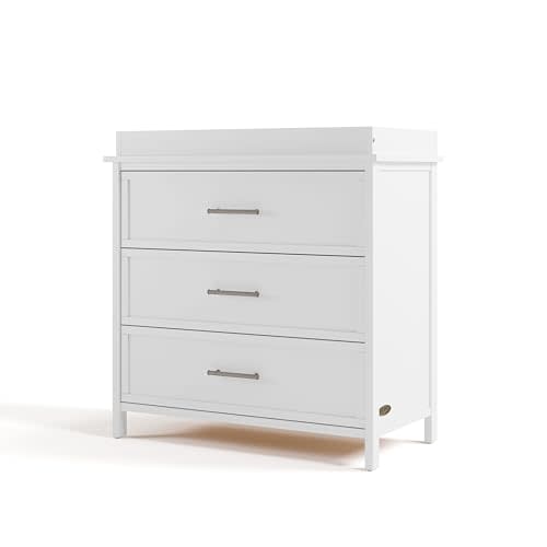 Graco Classic 3 Drawer Chest with Removable Changing Topper (White) – GREENGUARD Gold Certified Baby Dresser, Includes Changing Topper, Storage Chest with Interlocking Drawer System