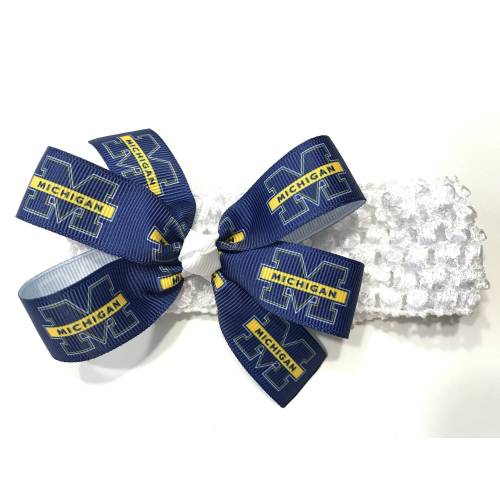 Baby Girls Michigan Headband Newborn Girl Michigan Wolverines College Football Hair Bow