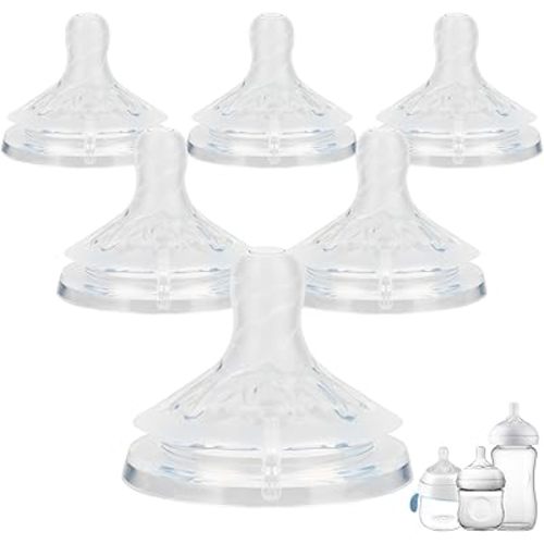 Silicone Bottle Nipples for Philips Avent Natural Baby Bottles,Size 4 Nipple,3m+,Meudim Flow, 6 Count