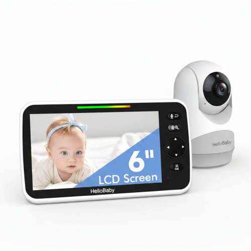 HelloBaby HB6250Plus Baby Monitor, 6" Screen, VOX, PTZ, Night Vision, No WiFi