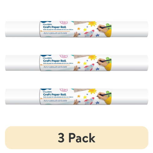 (3 pack) Hello Hobby - Craft Paper Roll, White 17"x50'
