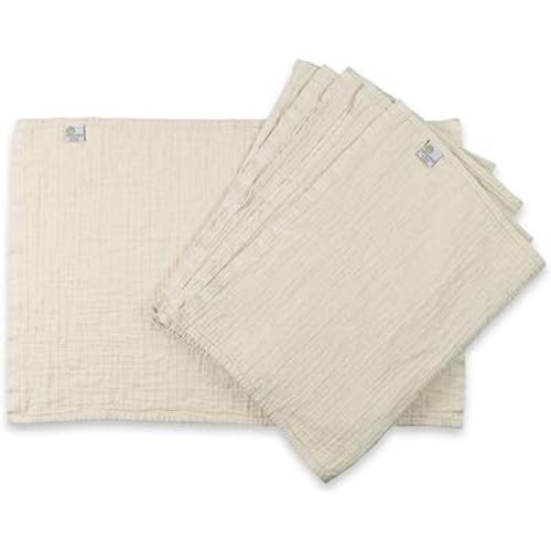 OsoCozy Organic Muslin Flat Cloth Diapers - Made of Ecologically Friendly, Soft, Absorbent, Double Layered 100% Organic Cotton. 6 Pack. Newborn Fits 6-12 Pounds.