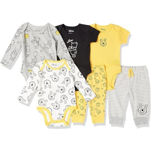 Amazon Essentials Disney | Marvel | Star Wars Unisex Babies' 6-Piece Outfit Set, Pack of 6 - Winnie the Pooh Oh Bother!